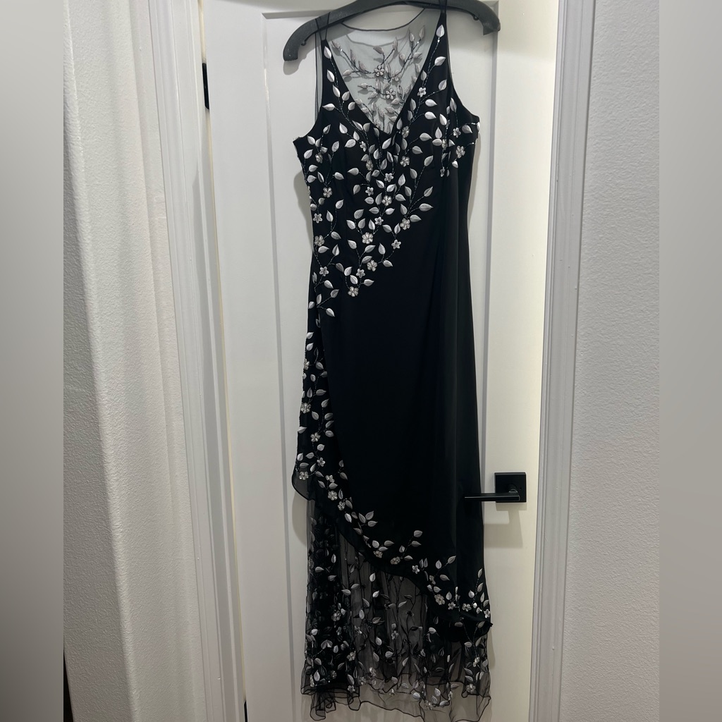 Floral Beaded Gown + Scarf